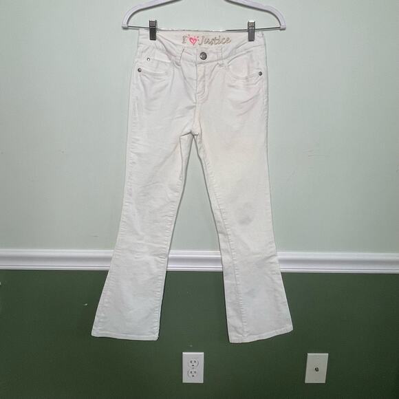 Girl's Justice Bootcut Corduroy  Jeans Low Rise Cotton Blend Stretch White 12 R - Picture 2 of 16